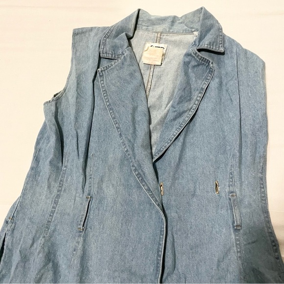 Vintage Gasp By Galucci Sleeveless Long Open Front Denim Vest Size 6 - Picture 2 of 16